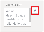 Captura de tela do painel de texto Alt, realçando o ícone de formatação condicional.