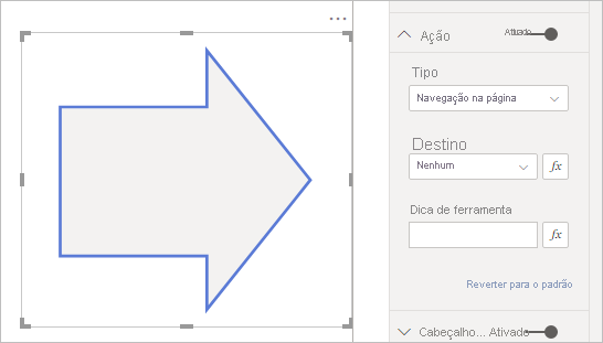 Captura de tela mostrando Usar uma seta para navegação.