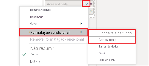 Background color or Font color in conditional formatting menu