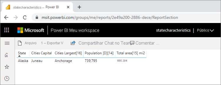 Captura de tela que mostra o destino de detalhamento entre relatórios do Power BI Desktop.