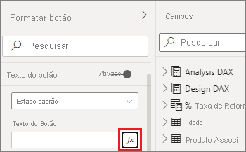 Captura de tela do painel Texto, realçando o botão Formatação condicional para o texto do botão.