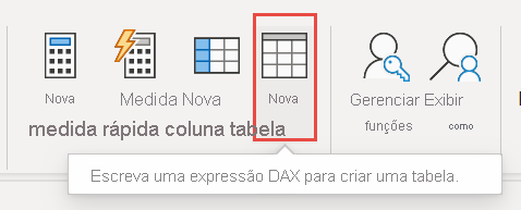 Captura de tela do ícone de Nova Tabela.