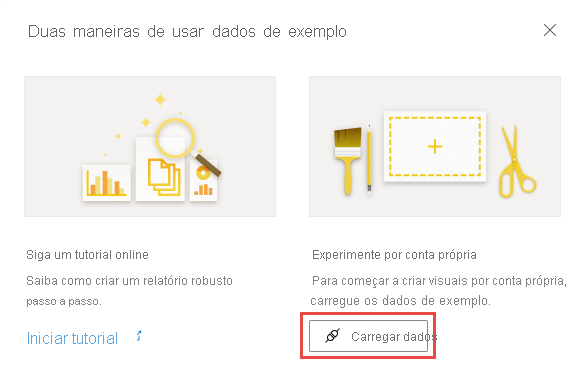 Captura de tela de Duas maneiras de usar dados de exemplo > Carregar dados.