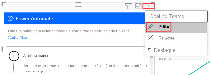 A captura de tela mostra a seleção de Editar para editar o fluxo.