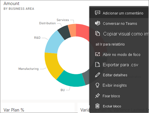 Captura de tela do menu de opções de reticências.