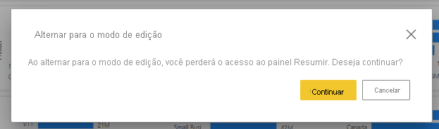 Captura de tela de Mudar do modo Criação Rápida para o modo Edição.