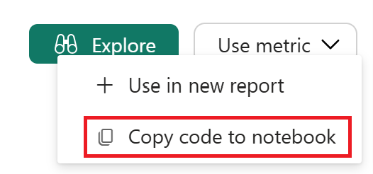 Captura de tela mostrando a opção copiar código para notebook selecionada com uma caixa vermelha ao redor.