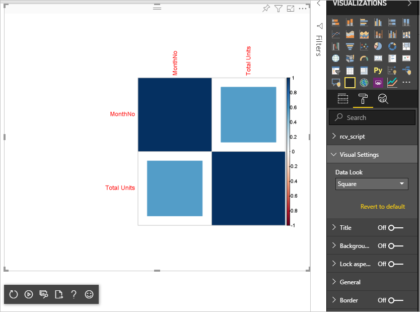 Screenshot of R visual settings with changed value.