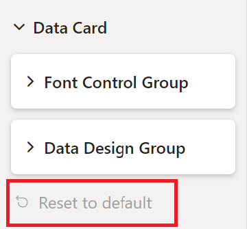 Captura de tela do botão Redefinir para padrão do cartão de formatação.