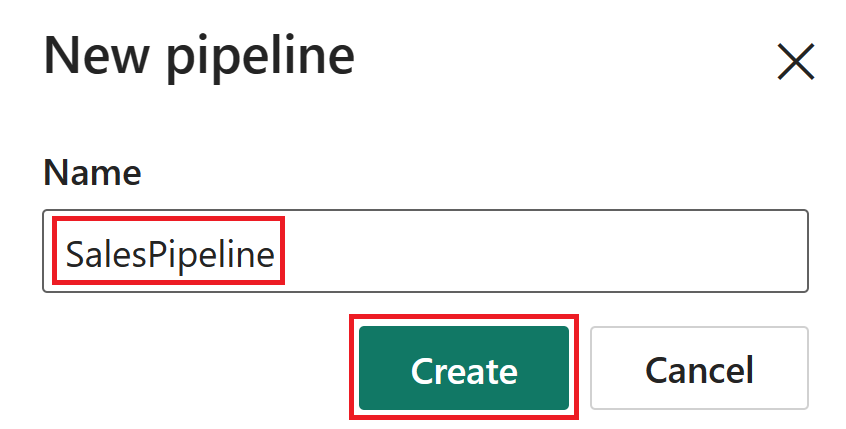 Captura de tela da opção de menu do nome do pipeline.