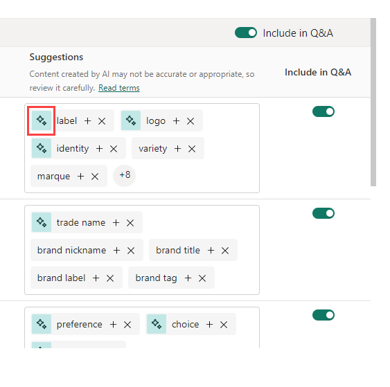 Captura de tela mostrando Copilot fazendo sugestões de sinônimos.