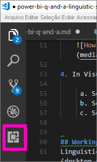 Screenshot of the left menu in Visual Studio Code with the Extensions icon highlighted.