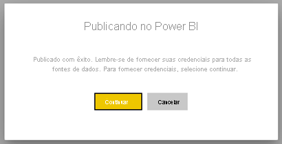 Captura de tela da caixa de diálogo Publicar no Power BI.