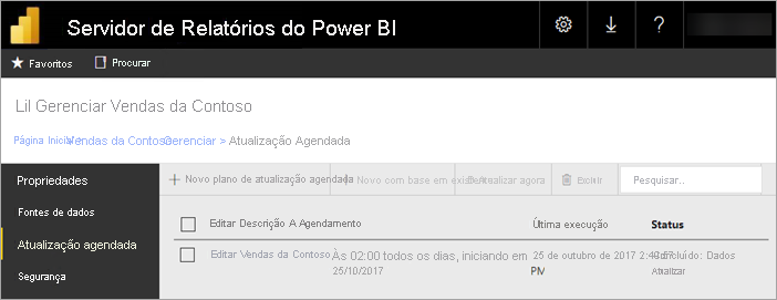 Successful scheduled refresh of a Power BI Report