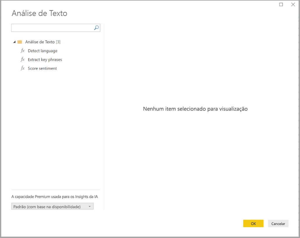 Screenshot of the Text analytics dialog box showing the Detect language function.