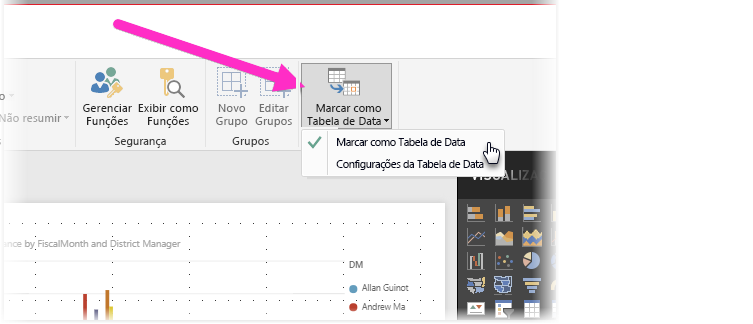 Captura de tela do Power BI Desktop mostrando o botão 