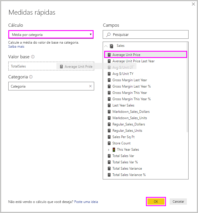 Captura de tela da Power BI Desktop mostrando a opção Filtros no painel Campos.