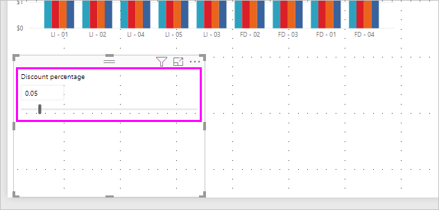 Captura de tela da segmentação percentual de desconto na página do relatório.