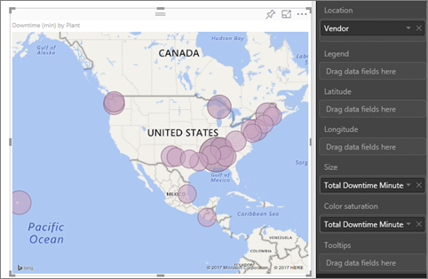 Captura de tela dos dados enviados ao Bing Mapas.