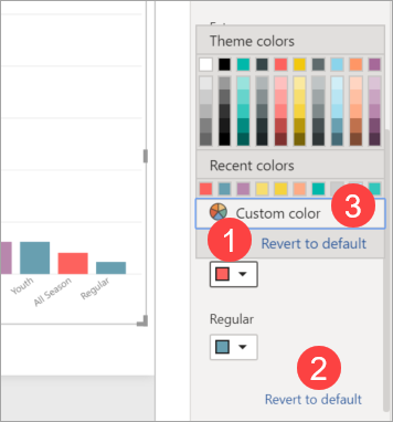 Captura de tela mostrando a seção de cores de dados com a paleta de cores aberta.