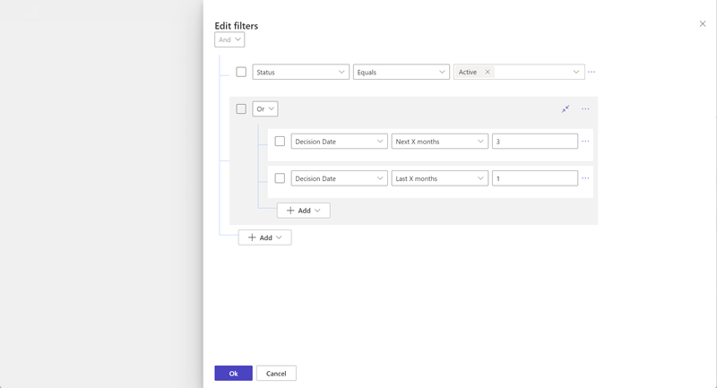 Visualizar o editor de expressões de filtros.