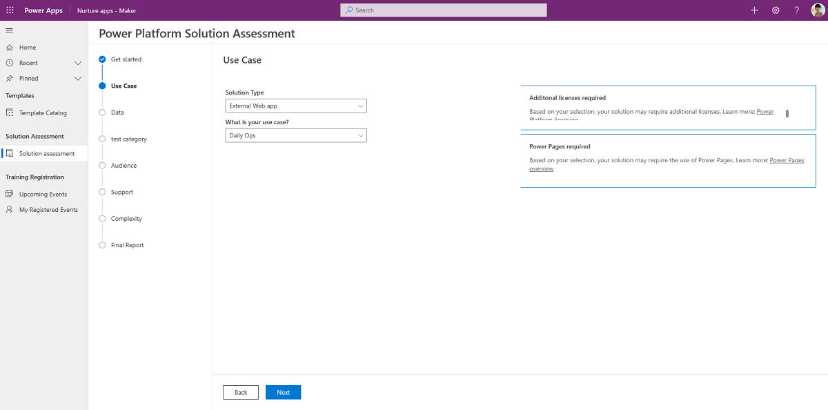 Aplicativo Maker Assessment, tela 1.