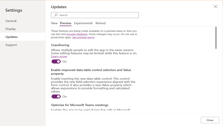 Captura de tela da opção de coautoria nas configurações do aplicativo.