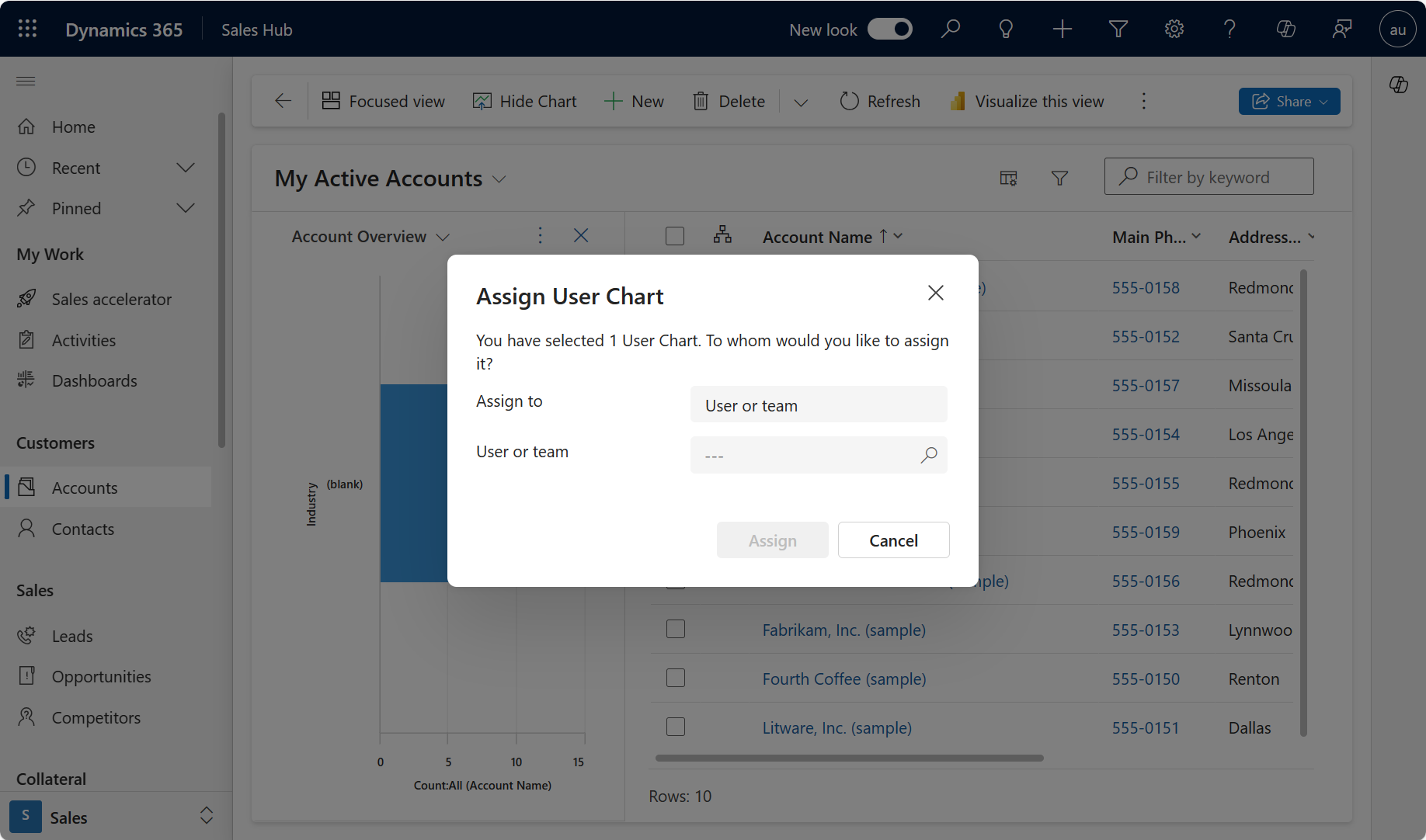 2404 User chart assign dialog