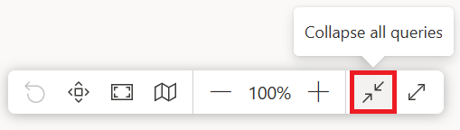 Captura de tela do botão Expandir tudo/recolher todas as consultas no canto inferior direito do painel de exibição de diagrama.