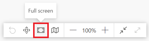 Botão tela inteira disponível no canto inferior ao lado direito do painel da exibição de diagrama.