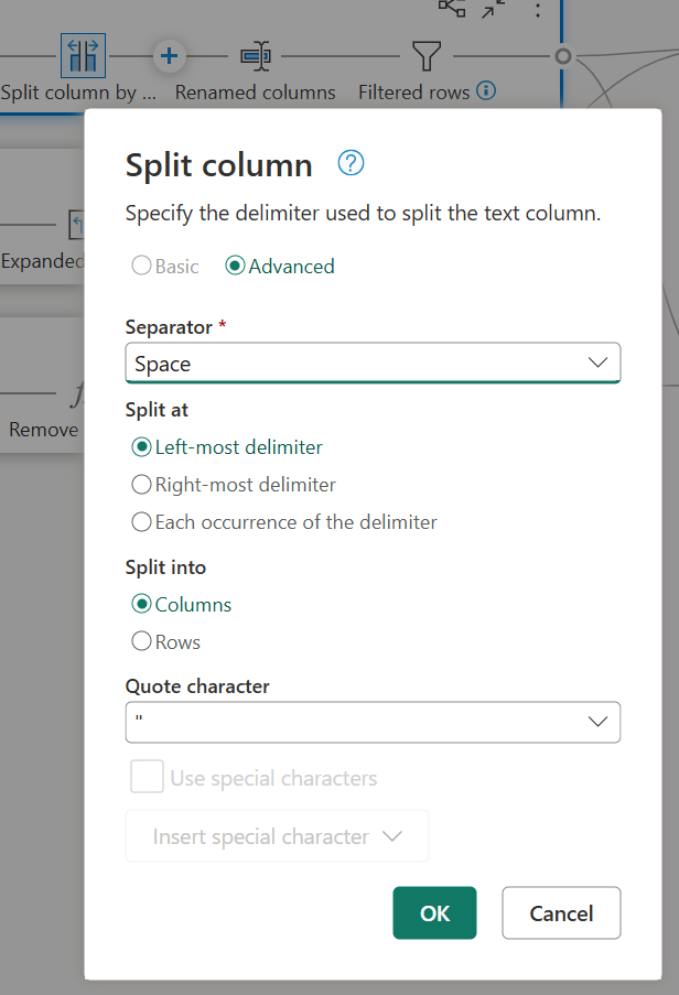 Captura de tela da exibição do diagrama mostrando um modal onde as propriedades e a descrição da etapa podem ser editadas.