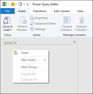 Colar consulta do Power BI Desktop para o Power Query para Excel.