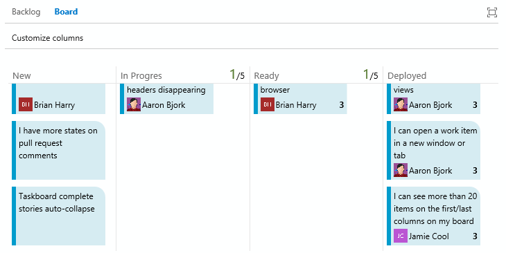 Column headers persisted on Kanban boards