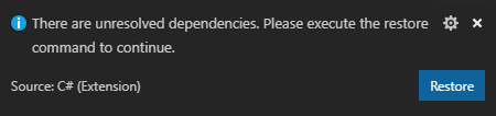 Prompt de restauração do VS Code