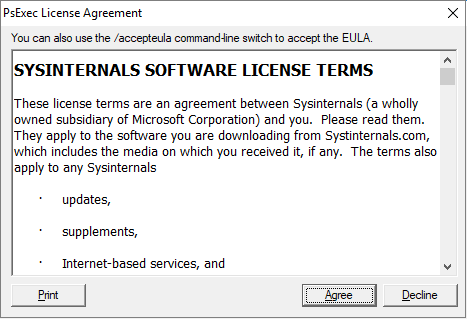 captura de tela do contrato de licença de software.