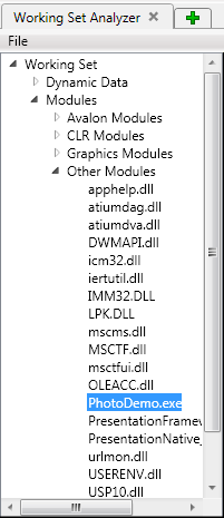 Working Set Viewer usage categories