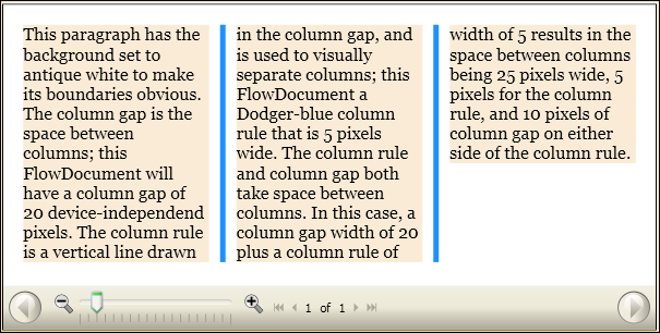 Screenshot: FlowDocument Intra Column