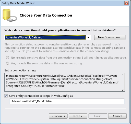 ASP.NET Domain Service Client: Choose Data Connect