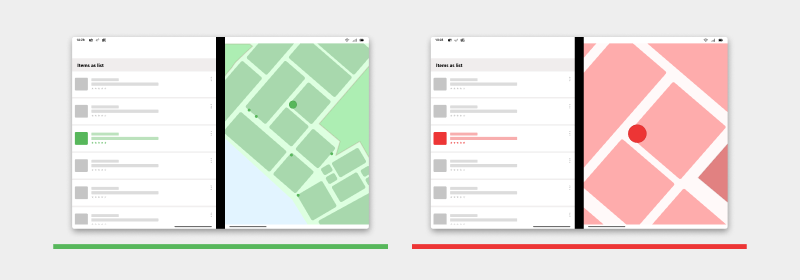 Screenshot shows the preferred dual view contrasted with the list detail pattern.