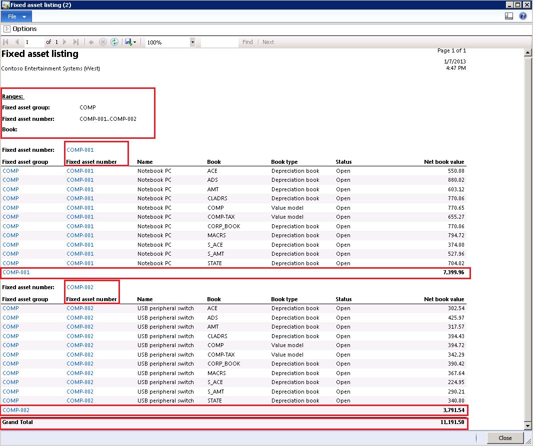 Asset listing group total design