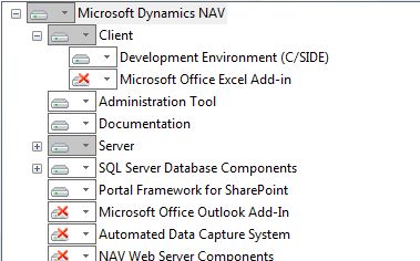 Tree view of components to choose