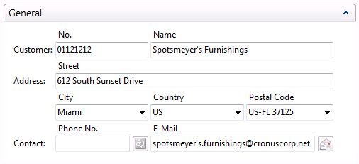 Sales order fields in a grid