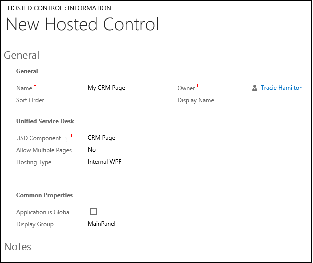 CRM page hosted control