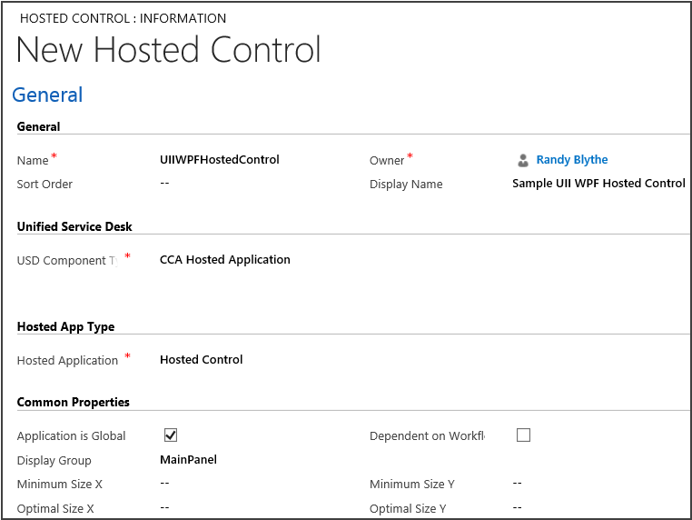 Definir um novo controle hospedado