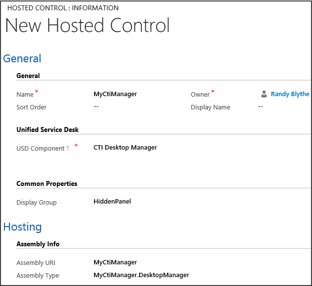 Configurar um controle hospedado do Gerenciador de área de trabalho de CTI