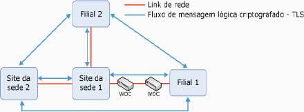 Topologia de exemplo com otimizadores WAN