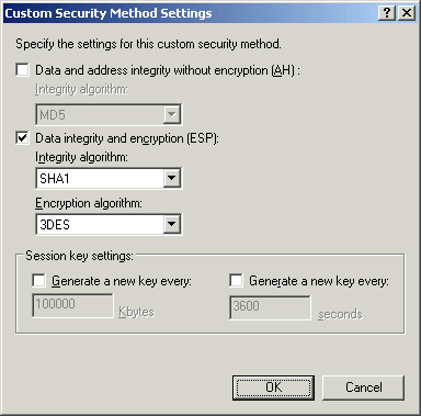 Figure 13-11 The Custom Security Methods dialog box