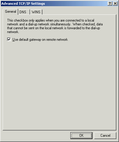 Figure 14-2 The Advanced TCP/IP Settings dialog box for a VPN connection