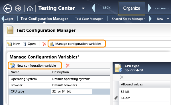 Define configuration variables and values.