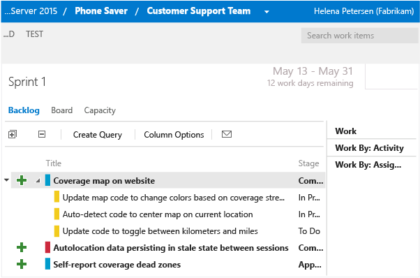 The team works from the sprint backlog